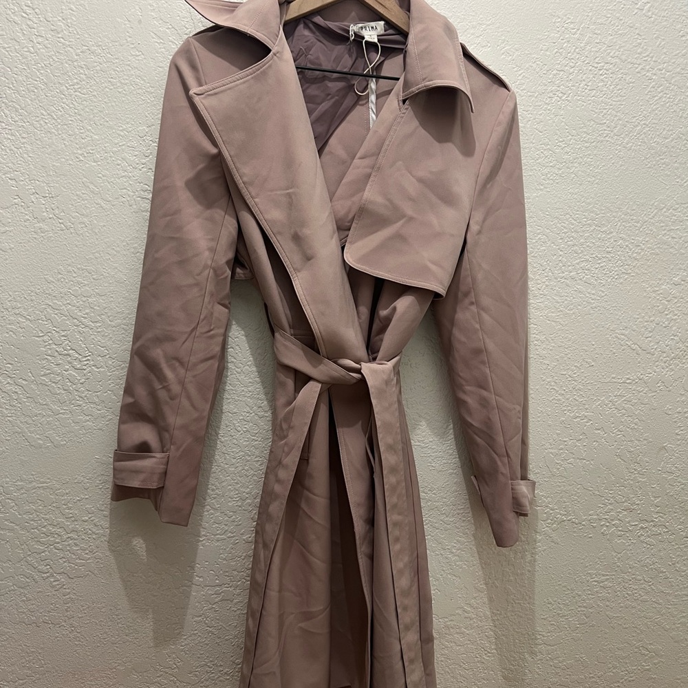 Prima Pink Trench Coat Lightweight Belted